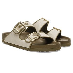 Birkenstock 1774 Arizona French Piping - Dark Olive & Tan Size 40 (9-9.5)